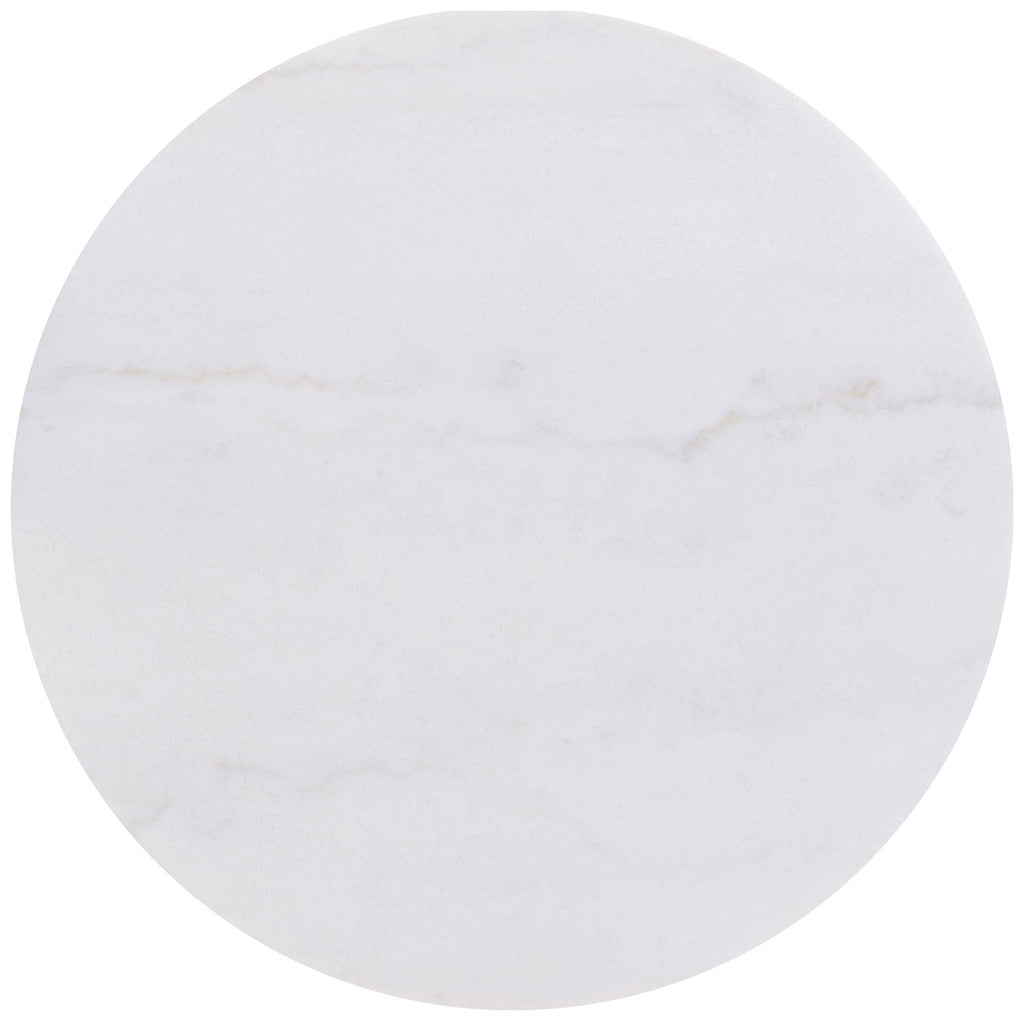 Jason Round White Marble Top Coffee Table Honey Brown