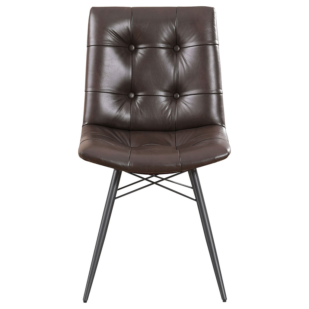 Back Dining Chairs With Button Tufting (Set of 4) - Brown