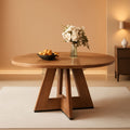 Round 47 Inch Farmhouse Dining Table For Four Kitchen Living Room Wood