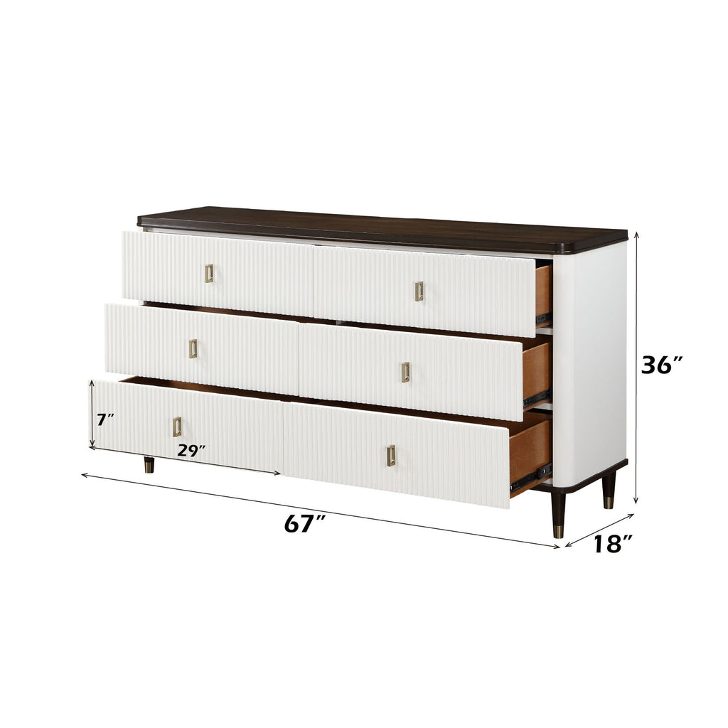Carena - 5 Piece Bedroom Set (Eastern King Dresser Chest Mirror Nightstand) - Brown / Light Gray / White
