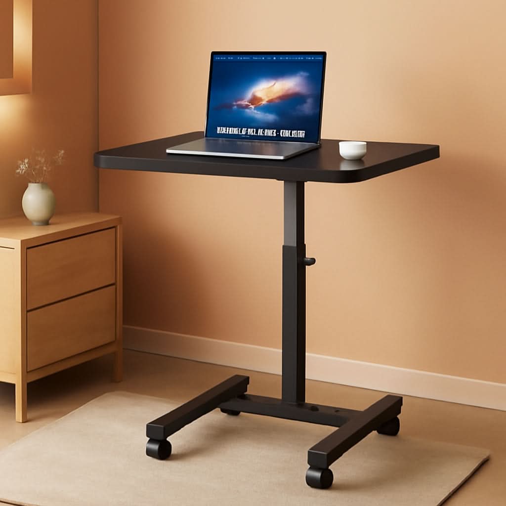 Height Adjustable Mobile Laptop Cart 28 To 33 Inches Black