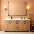 Black 30x40 Inch Rectangle Metal Frame Bathroom Vanity Mirror Wall Mounted