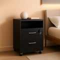 Black Under Desk File Cabinet 2 Drawers Lockable Wheels