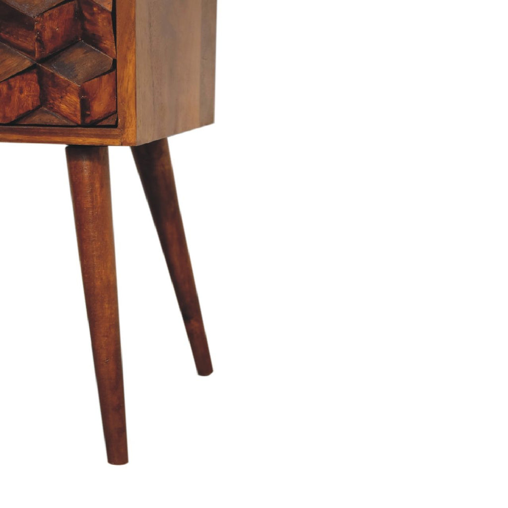 Mini Cube Carved 2 Drawer Nightstand