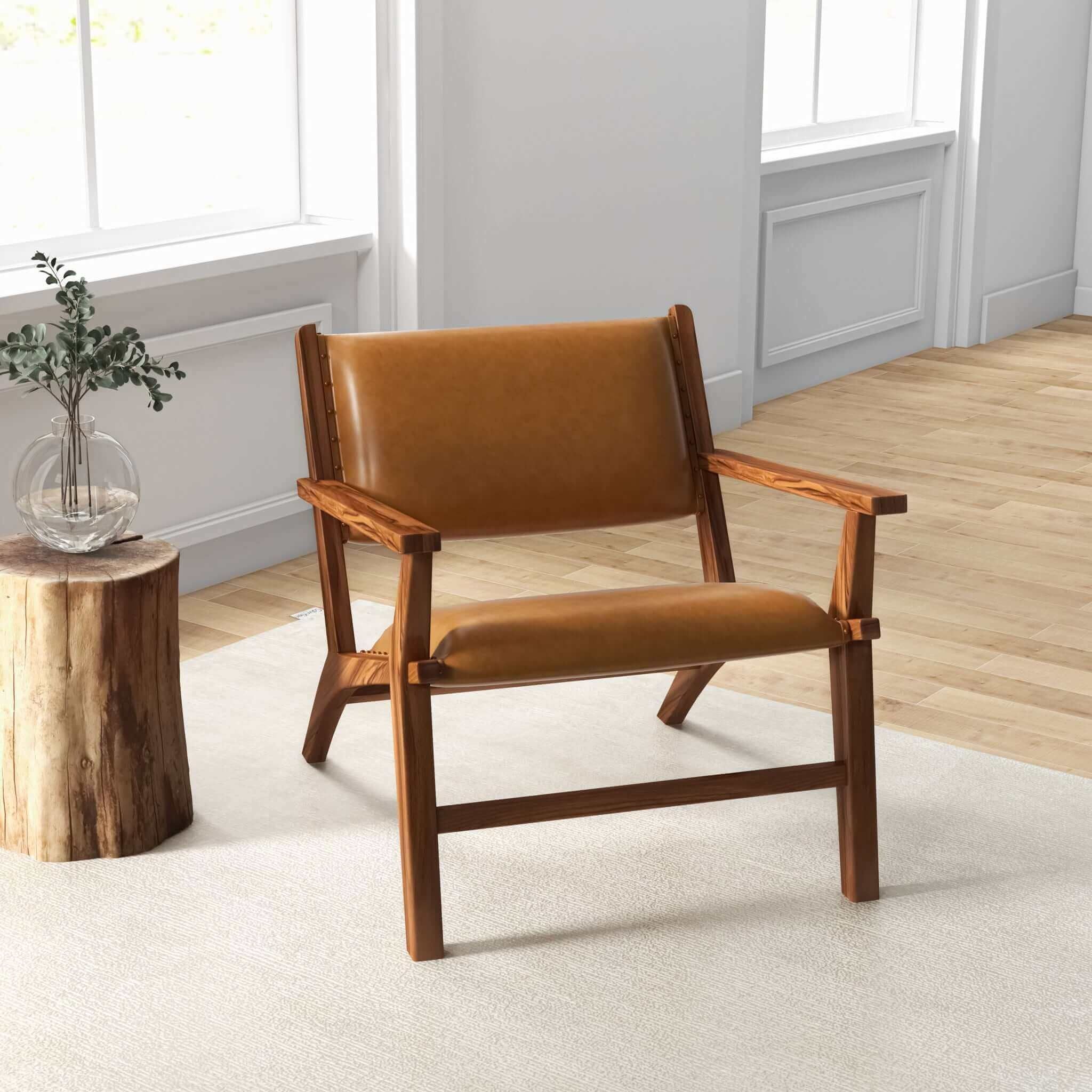 Hendrix - Antique Arm Chair - Brown / Rustic / Tan
