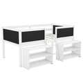 Low Loft Bed With Movable Shelves And Ladder, Decorative Chalkboard Guardrail
