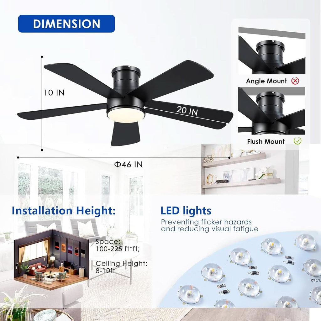 46 Inch DC Motor Ceiling Fan With Remote App Control