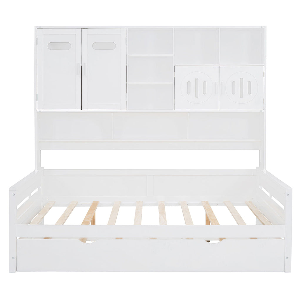 Daybed With All-In-One Cabinet And Shelf