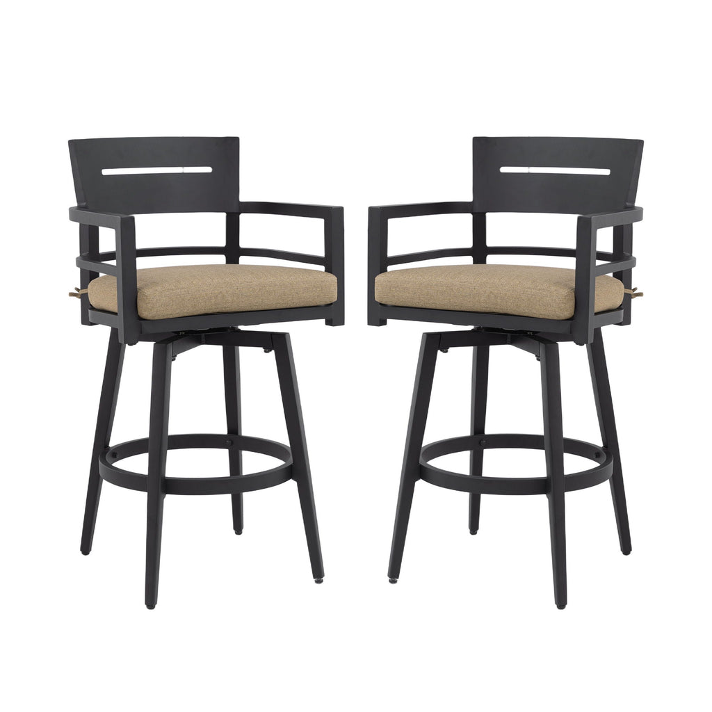Outdoor Swivel Bar Chairs, 360 Degree Rotation, Ergonomic Backrest (Set of 2)
