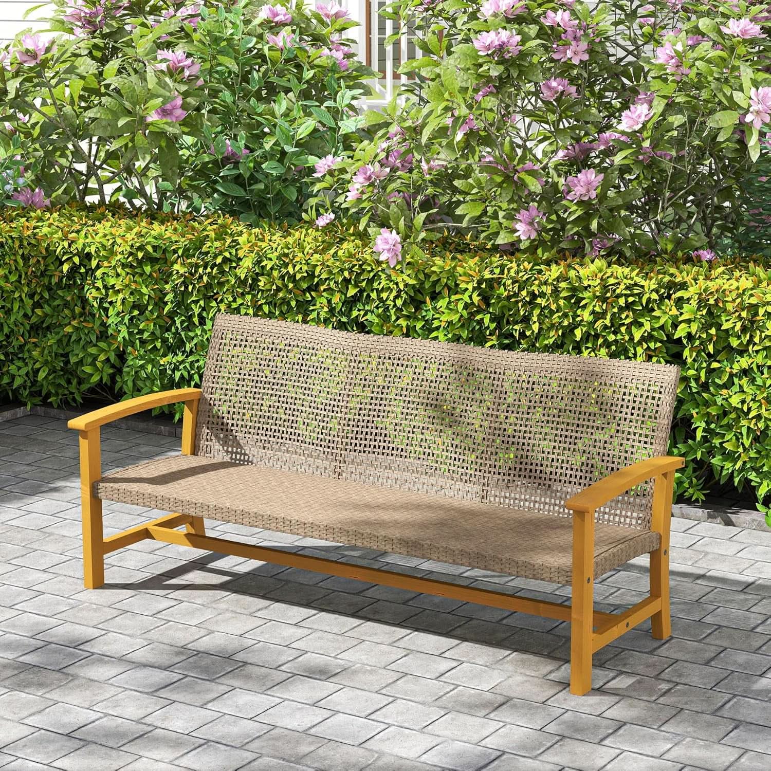 Spacious Wicker Outdoor Couch for Three Comfortable Seats