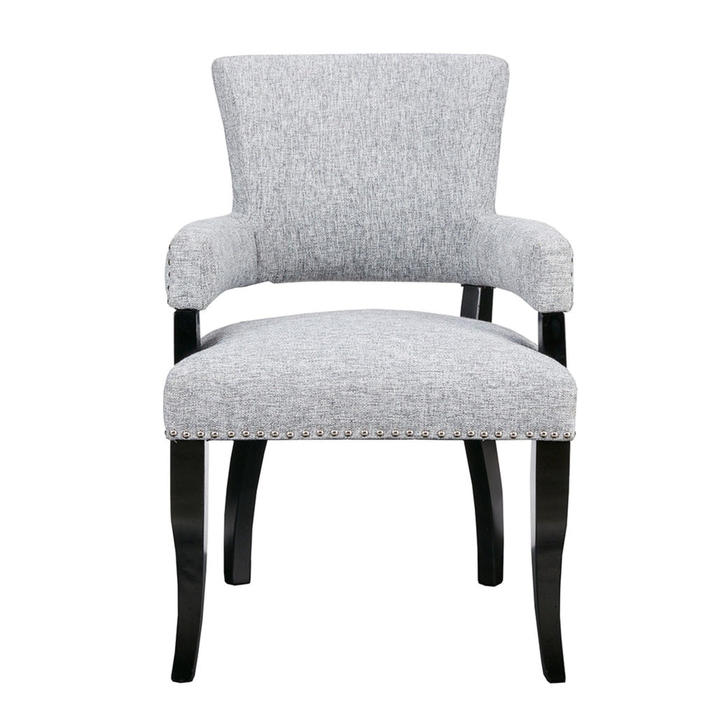 Elegant Arm Dining Chair With Brass Nail Head Detailing