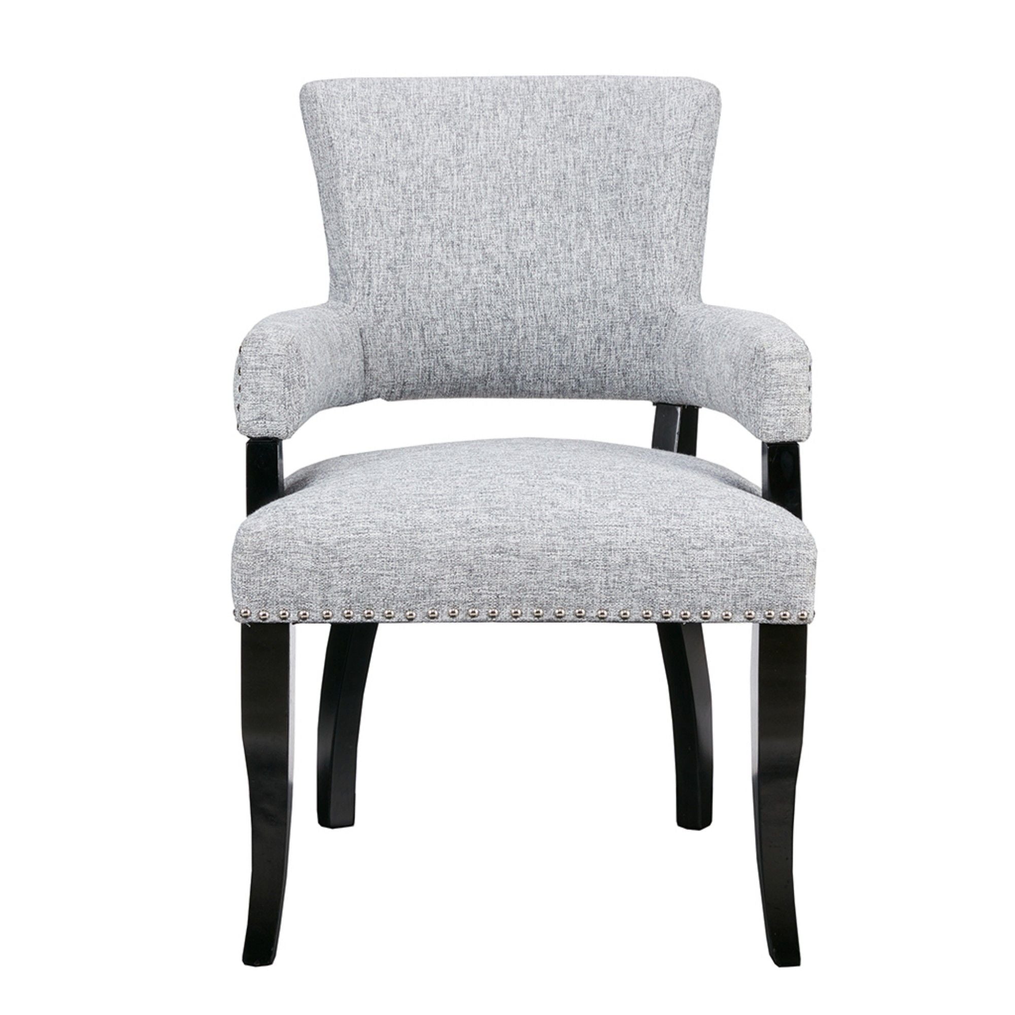 Elegant Arm Dining Chair With Brass Nail Head Detailing