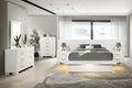 Jessica 6-piece Eastern King LED Bedroom Set Snow White