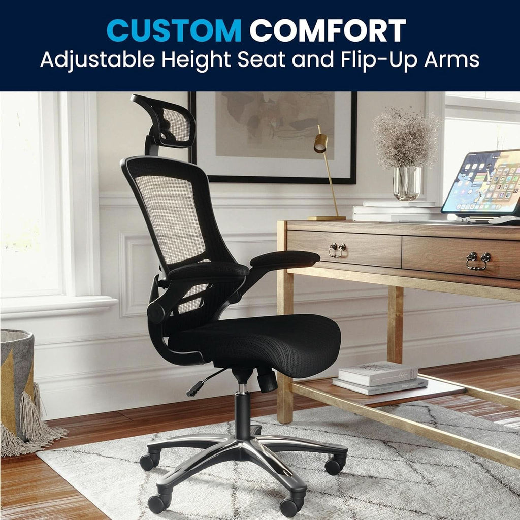High Back Swivel Office Chair With Lumbar Support Black