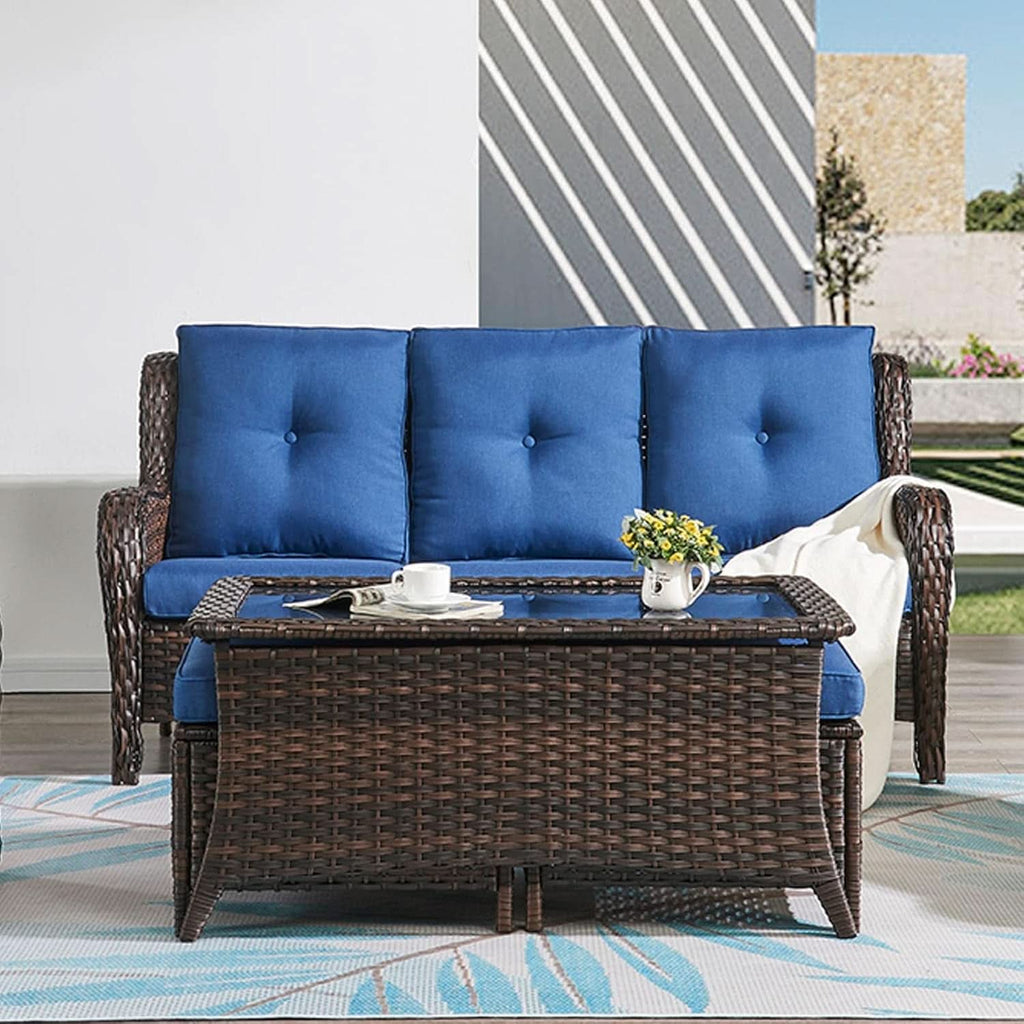 6 Piece Outdoor Patio Furniture Set With Swivel Chairs
