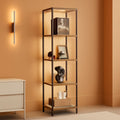 Display Shelf Floor Lamp With RGBW Light Gray Five Tier