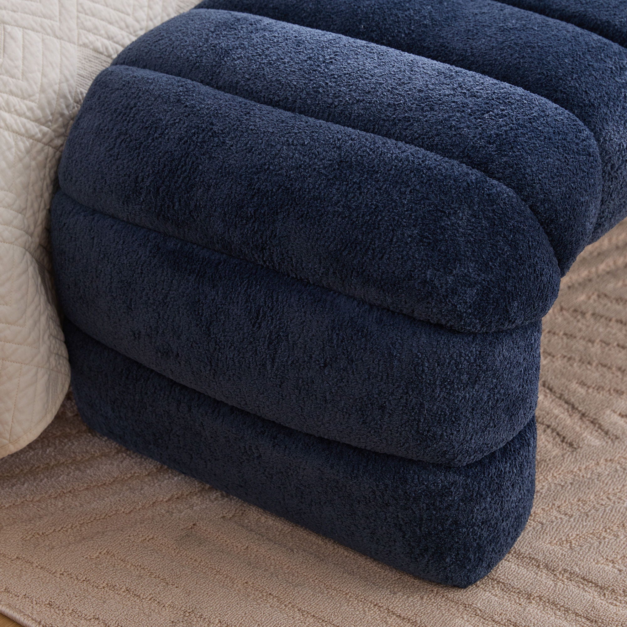 Modern Upholstered Armless Bed Bench With Channel Tufted Design