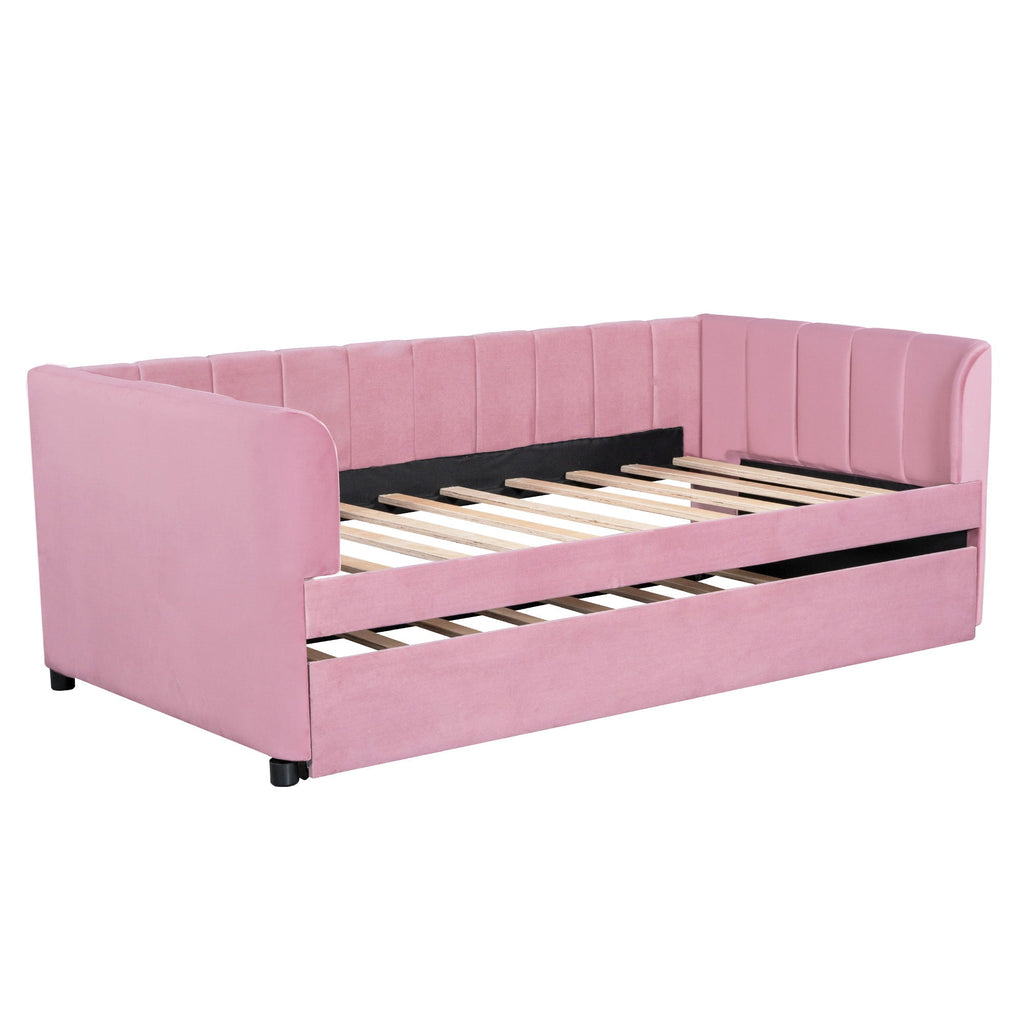 Upholstered Daybed With Ergonomic Design Backrest