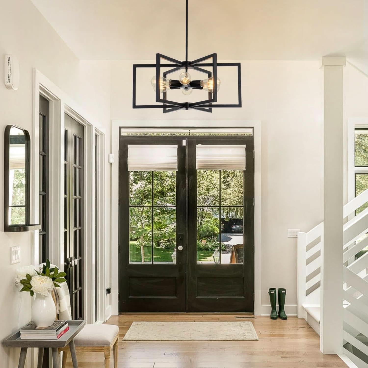 Black 23 Inch Farmhouse Chandelier For Dining Room