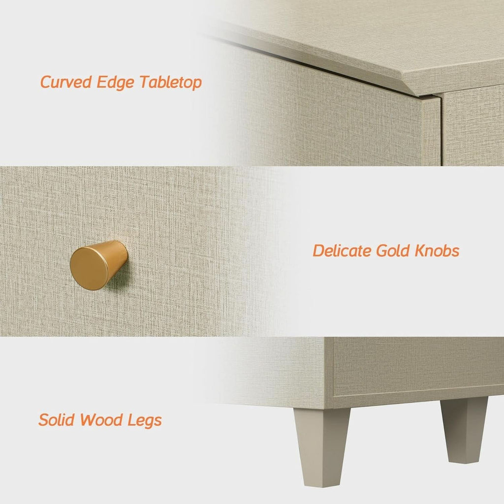 Beige Buffet Sideboard With Internal Storage Compartments