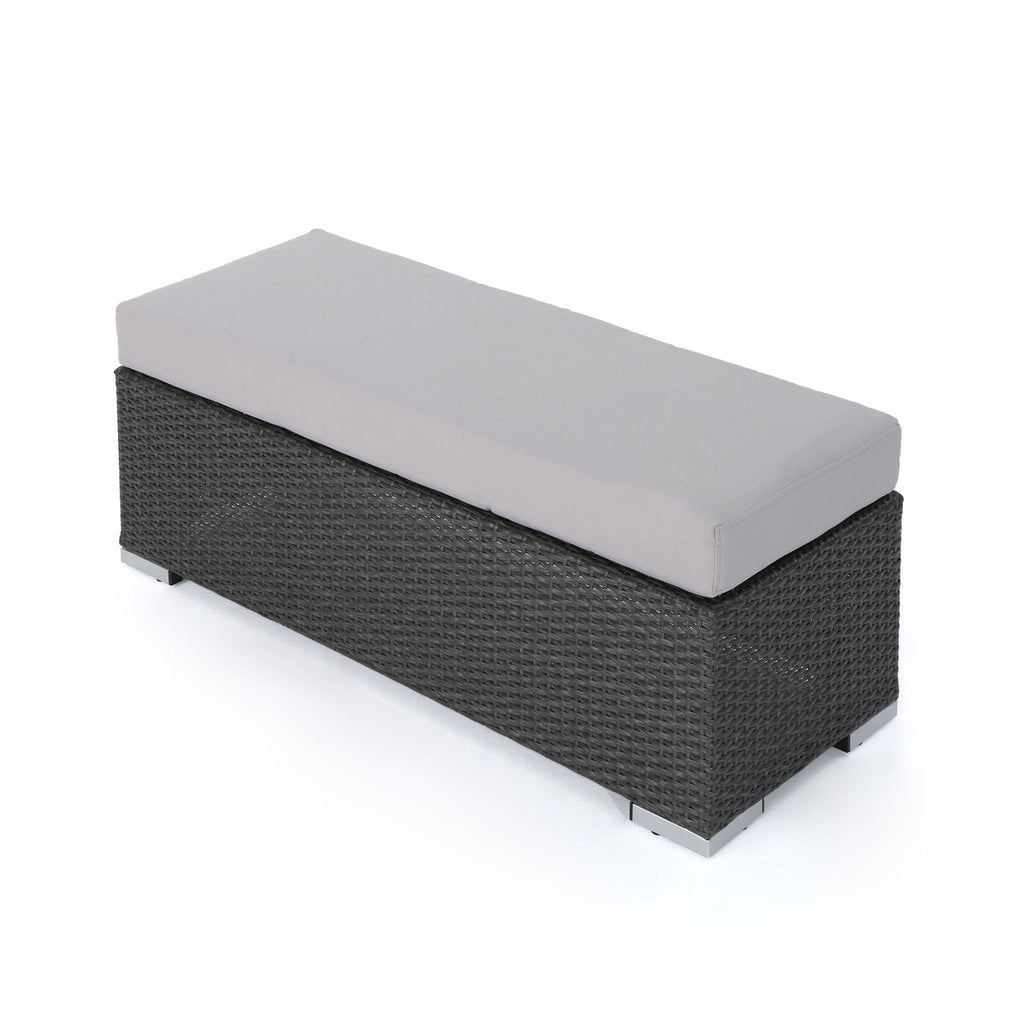 Enthrallia - Outdoor Wicker Bench With Foam Filled Cushion