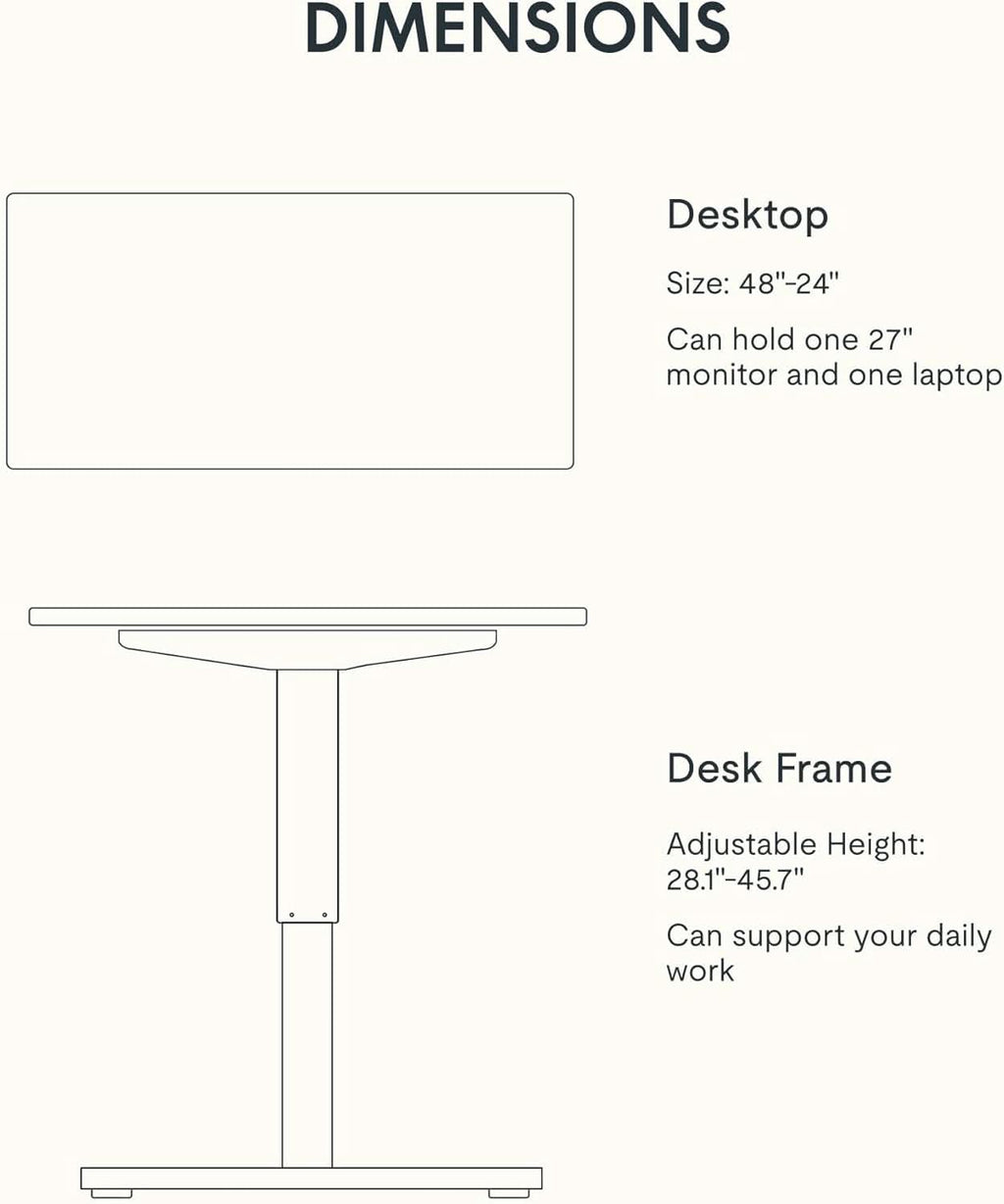 Electric Height Adjustable Standing Desk 48x24 Home Office