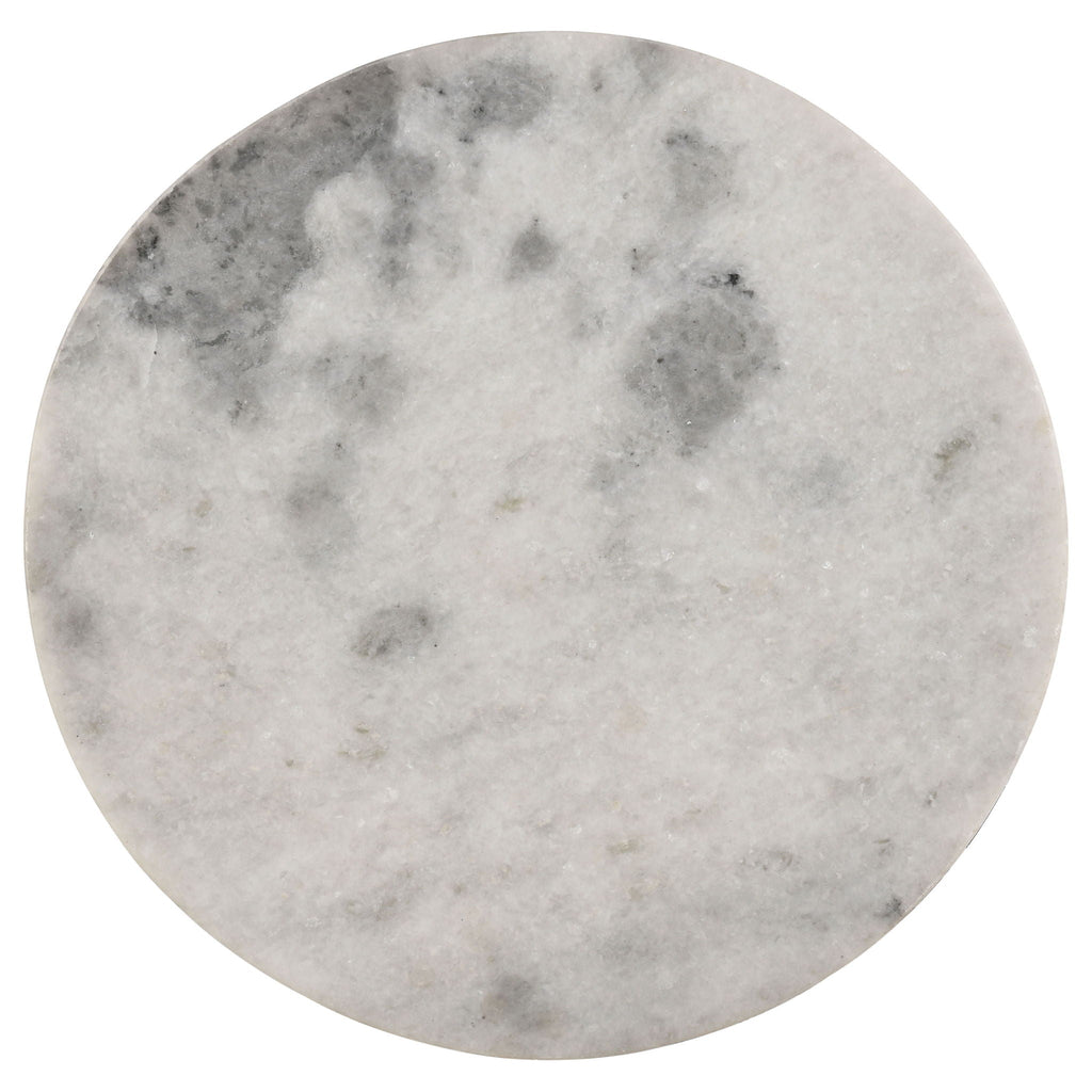 Balboa - Round Accent Side Table With Sculptural Base - White