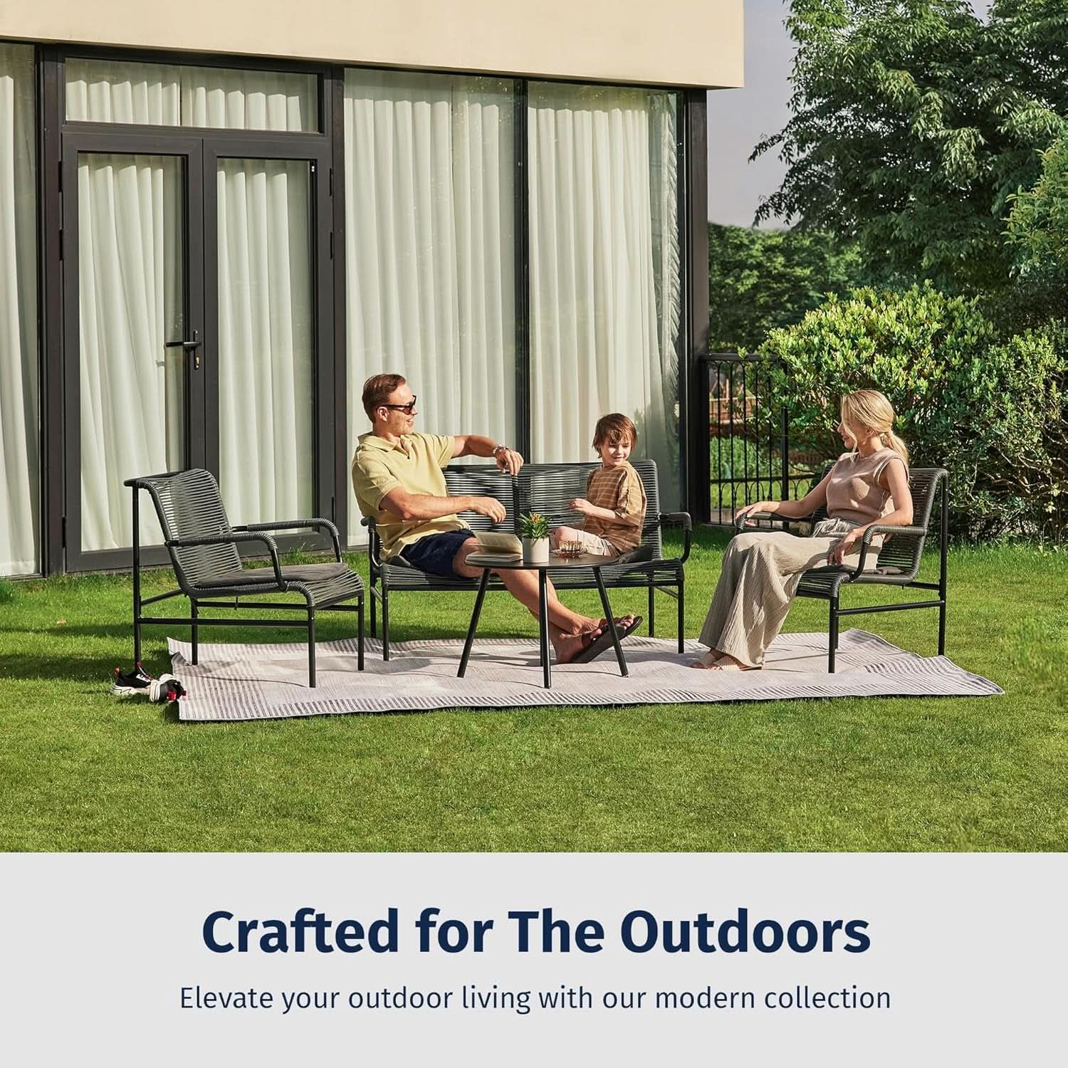 Stylish Four Piece Patio Furniture Set for Outdoor Comfort