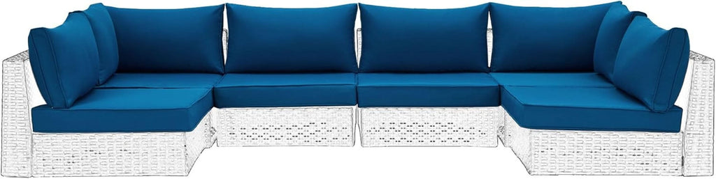 Outdoor Replacement Cushions For 14 Piece Rattan Wicker Set Water Repellent Blue