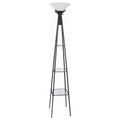 Sentinel - 3 Shelf Frosted Torchiere Floor Lamp With Shelves - Black