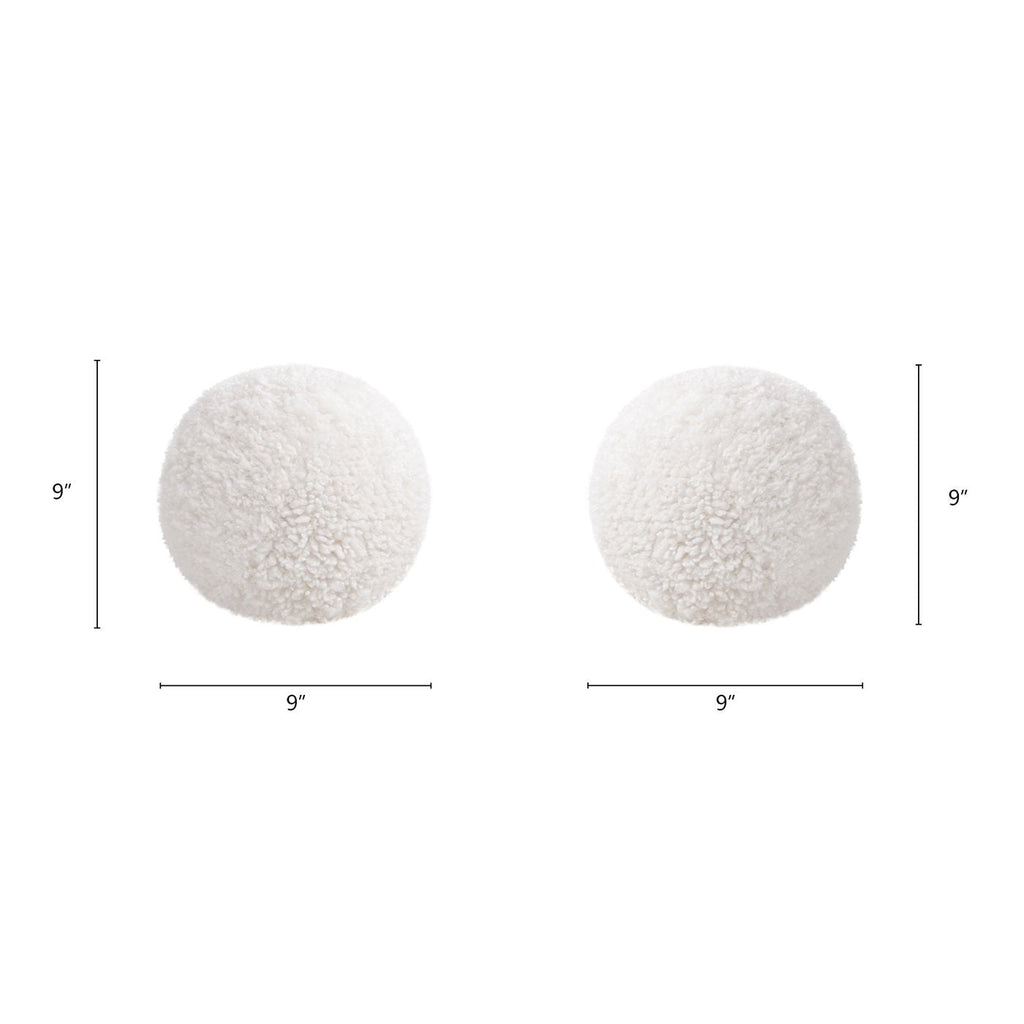 Ayla - Round Sphere Accent Ball Throw Pillow - Curly White