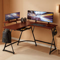 Vista L Shape Desk With Adjustable Monitor Stand Cherry
