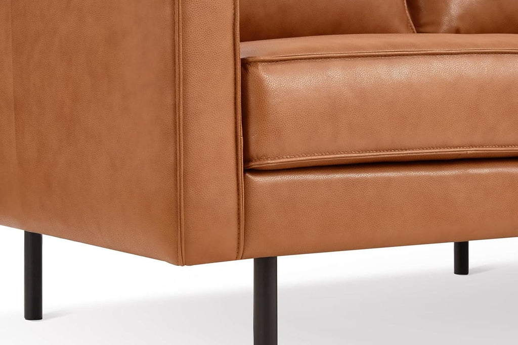 Leather Sofa 90 Inch Cognac Tan Brown Italian Nappa