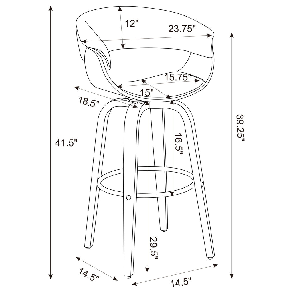 Swivel Bar Stool Elegant Design With Upholstery - Walnut