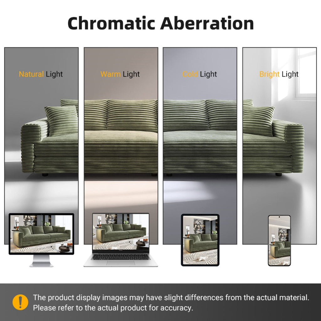 Convertible Deep Seat Sofa With Soft Pillows And Ottomans