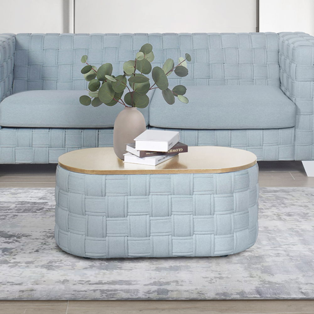 Saree - Coffee Table - Light Teal Chenille