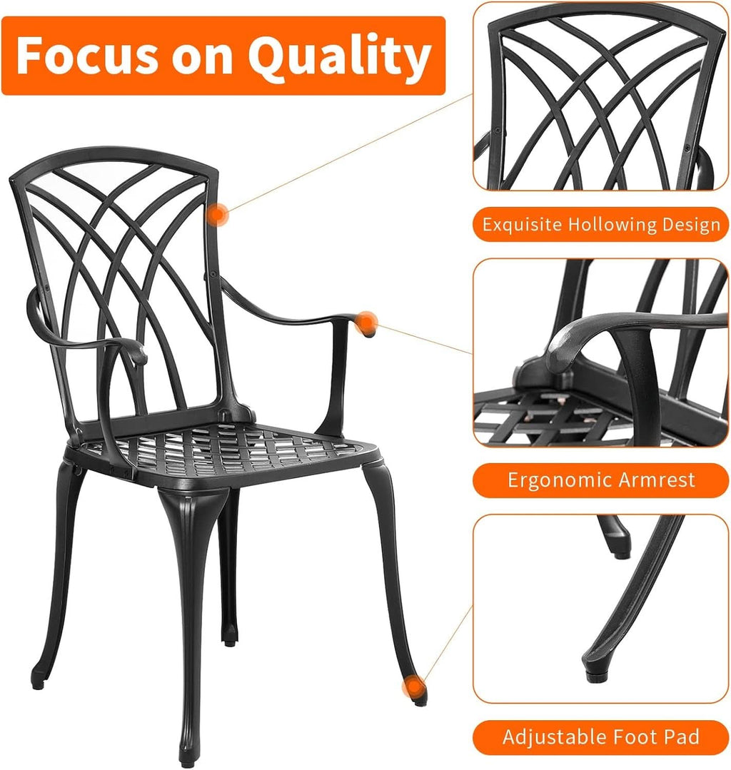 Outdoor Cast Aluminum Bistro Set 3 Piece Table And 2 Chairs Black