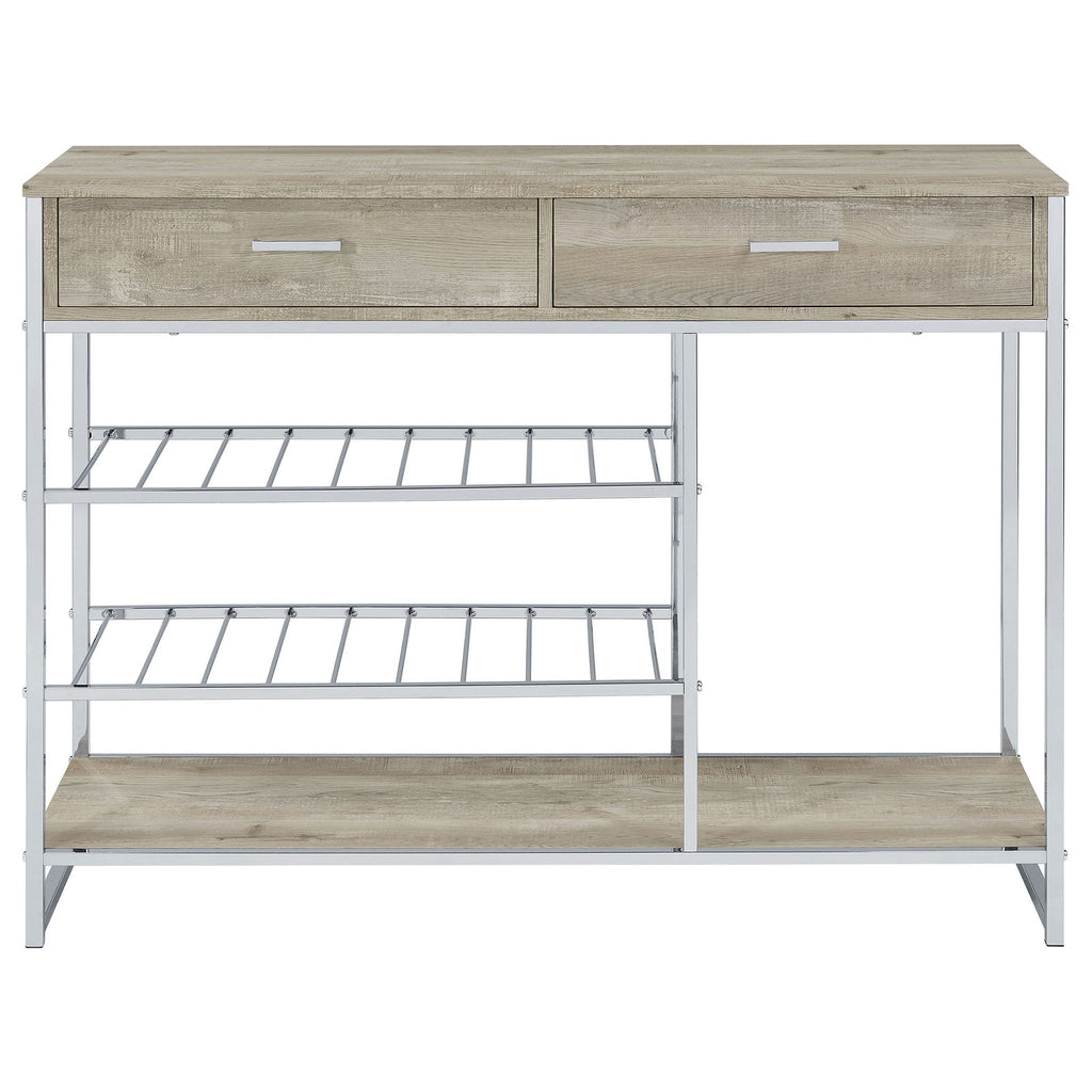Ethel - 2 Drawer Home Bar Storage With Wine Rack - Oak