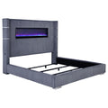 Tisdall Upholstered Eastern King Flame Visualizer Bed Grey