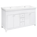 Bathroom Vanity With Double Sinks, 3 Drawers & 4 Doors, Soft Close, All Open Back Design - White