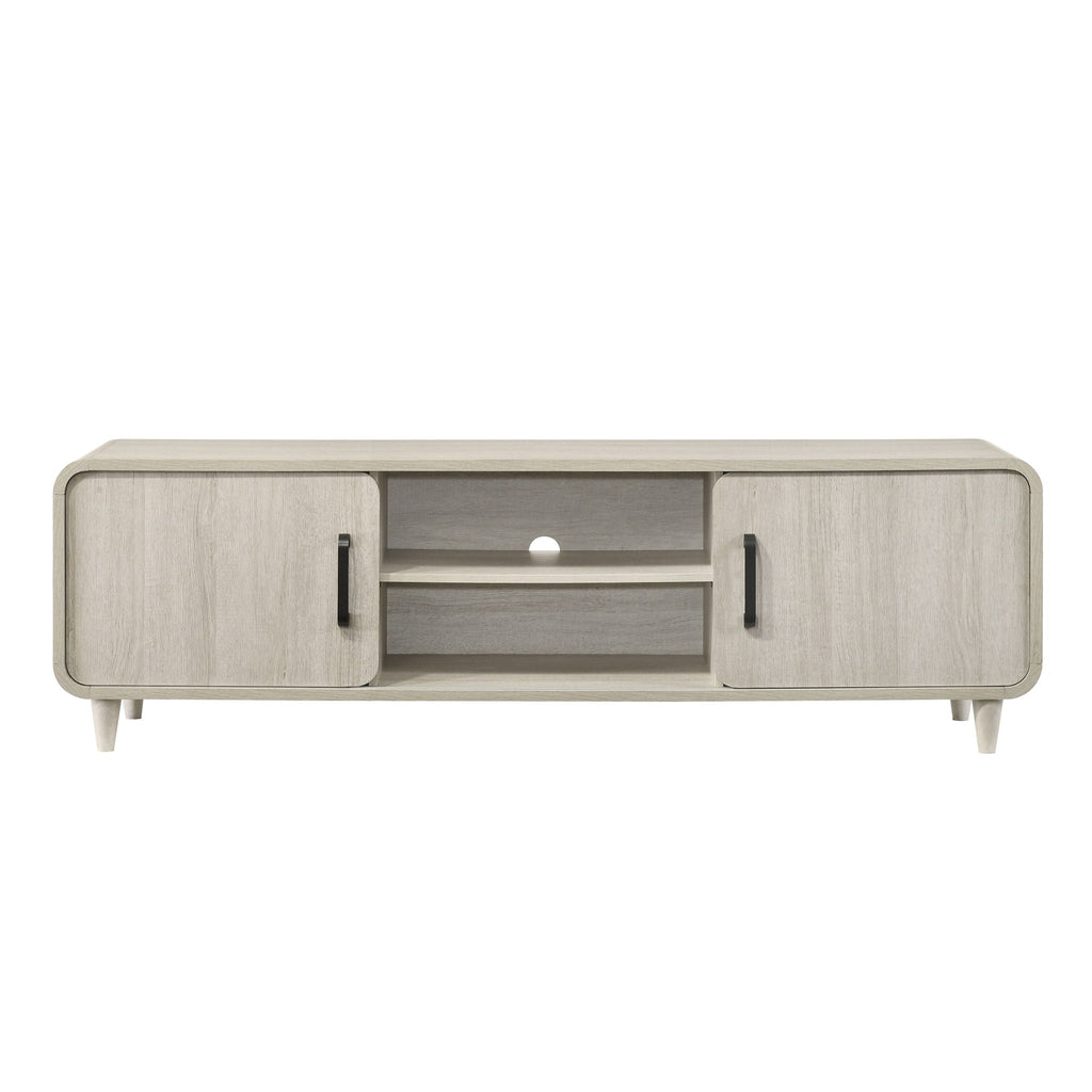 TV Stand With Sliding Doors And Handles, Living Room Furniture - Antique White