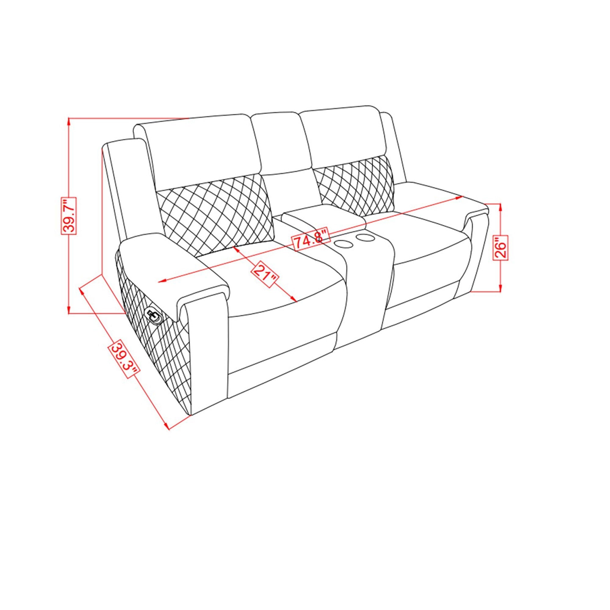 Alicia - Console Reclining Loveseat - Gray Black