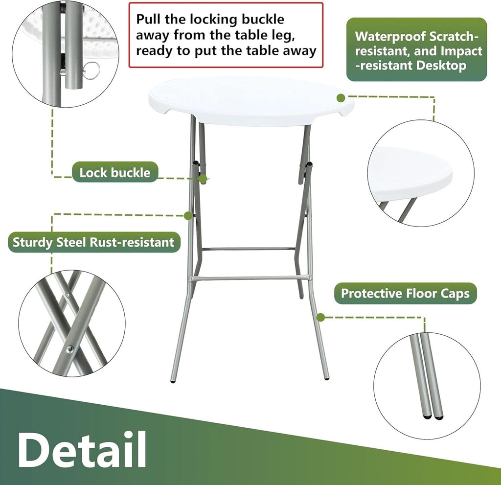 32 Inch White Ultra light weight Folding Table Outdoor