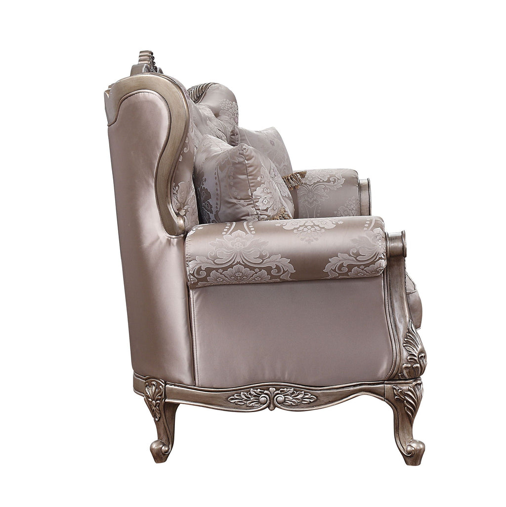 Jayceon - Sofa With 5 Pillows - Fabric & Champagne