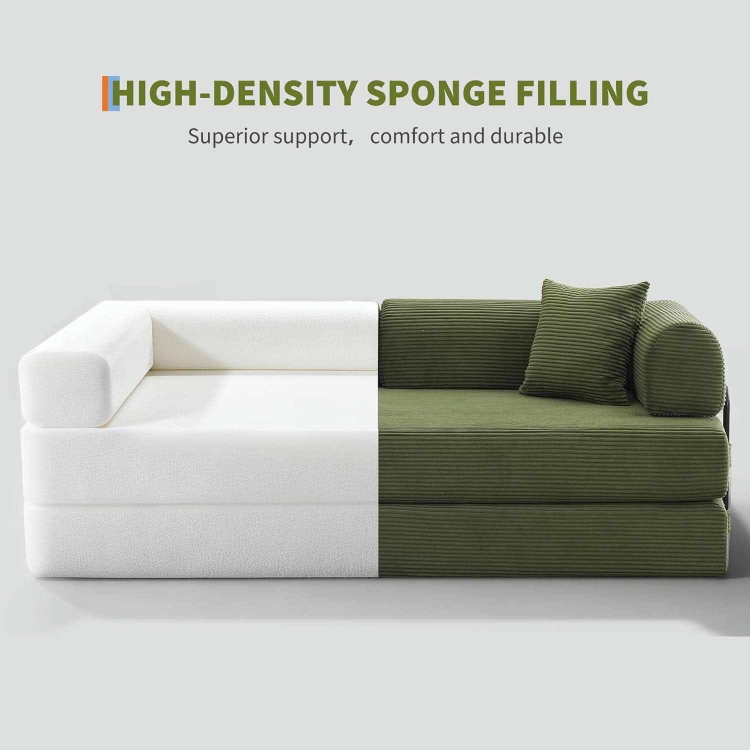 Corduroy Green 79 Inches Inter changeable Plus Sofa Bed
