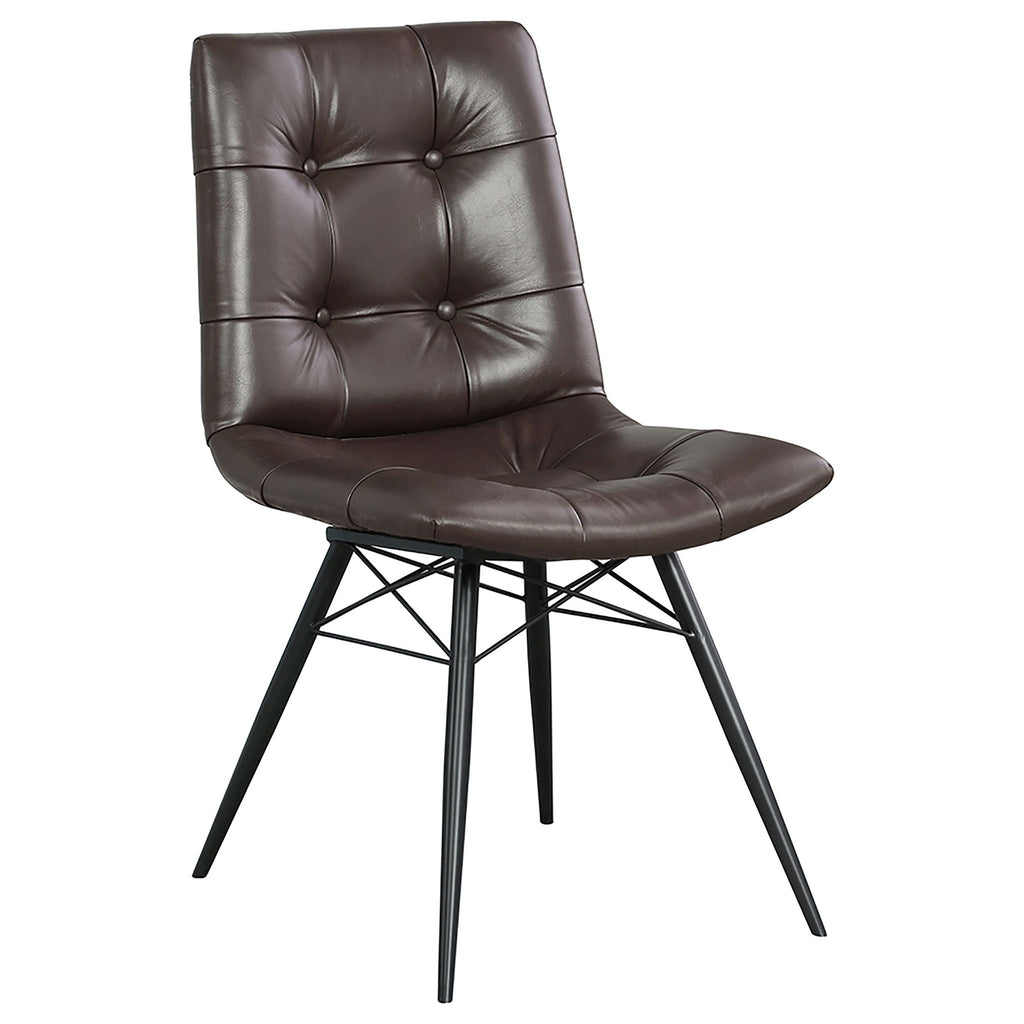 Aiken Faux Leather Upholstered Dining Side Chair Dark Brown (Set of 4)
