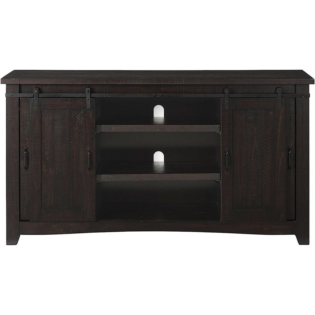 Espresso TV Stand With Sliding Barn Doors Solid Pine