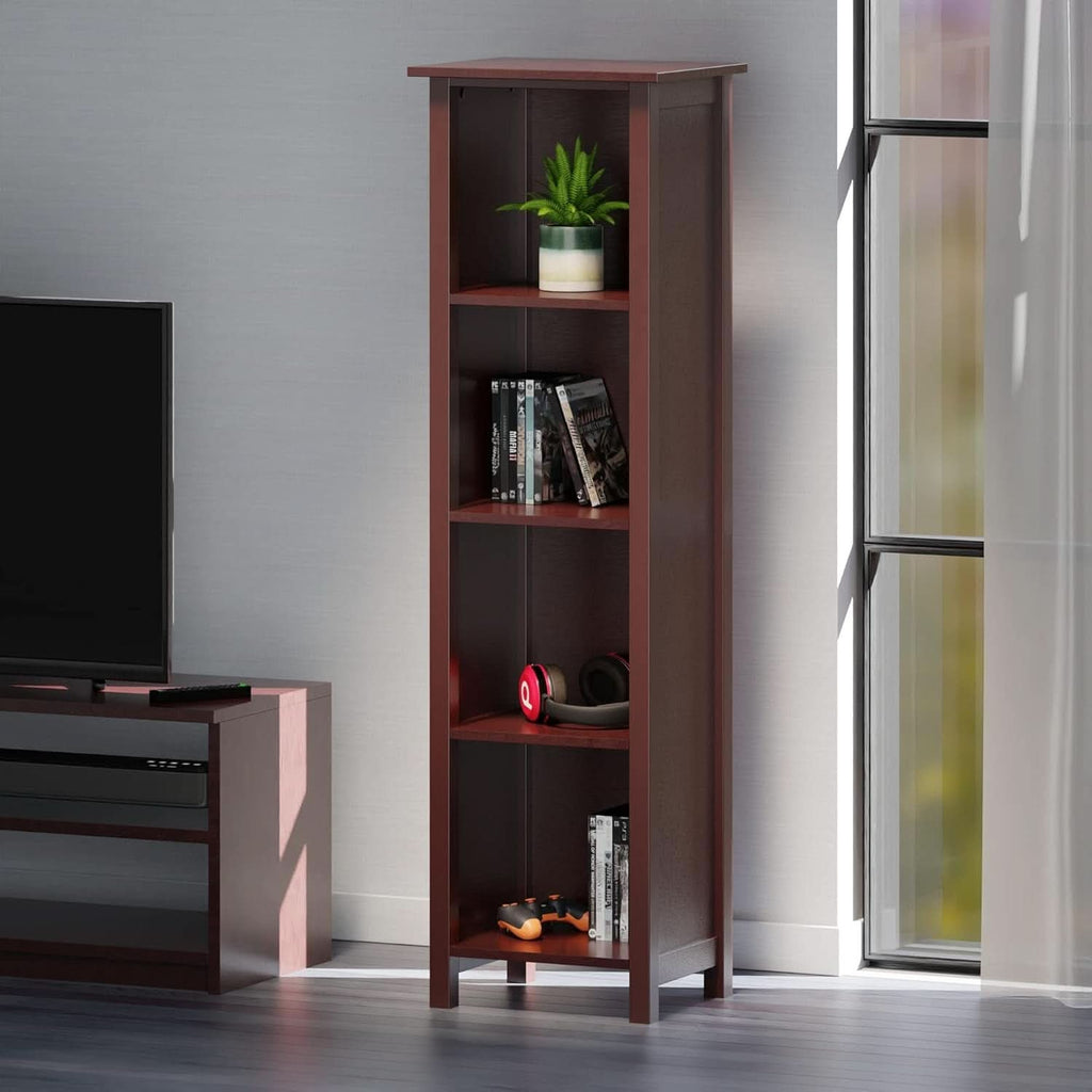 Milan Five Tier Storage Shelf Bookcase In Antique Walnut