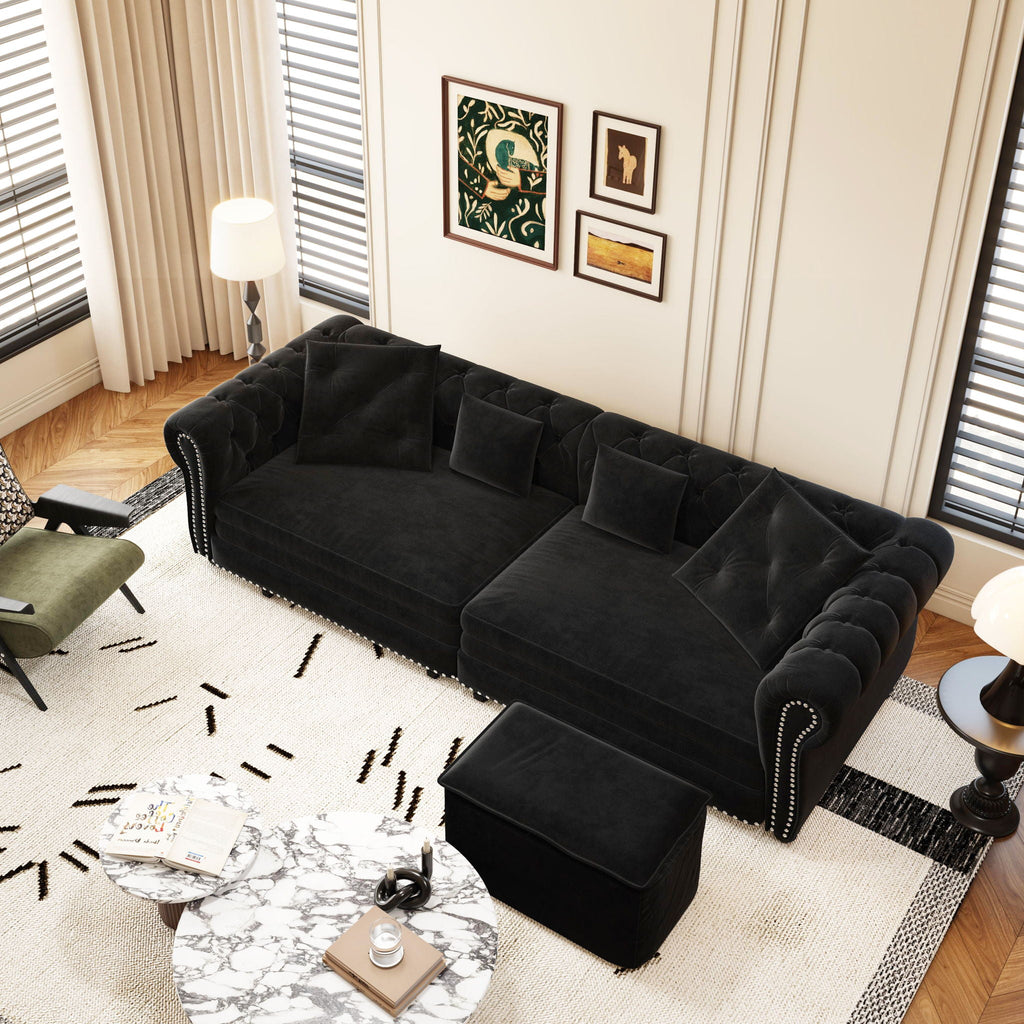3 In 1 Convertible Sleeper Sofa Bed With Movable Ottoman