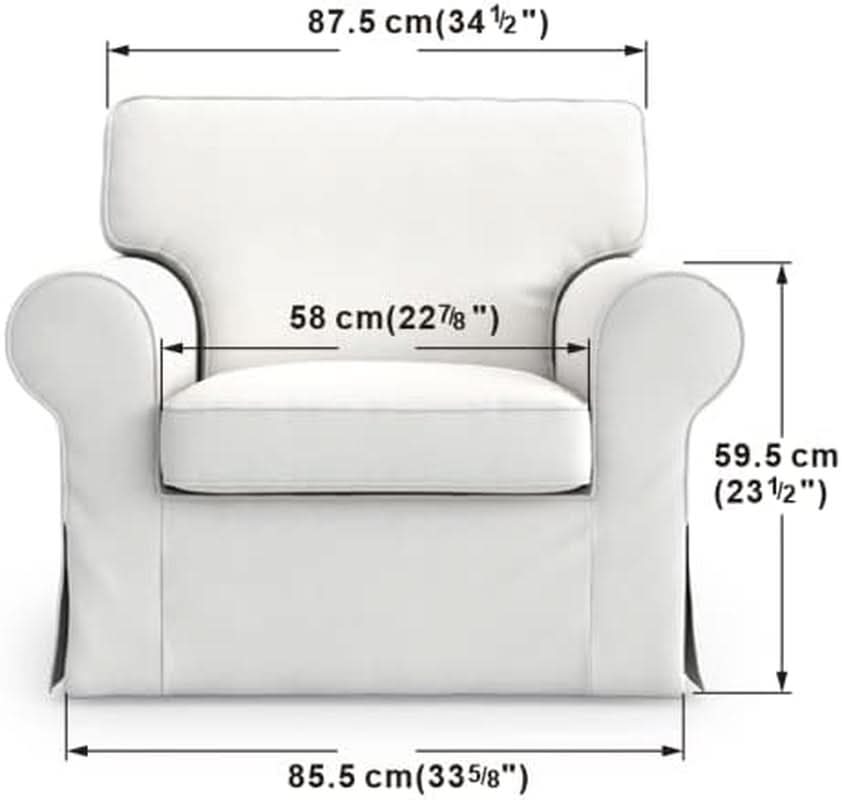 Ektorp Armchair Cotton Slipcover Dark Grey Replacement For IKEA Ektorp Chair